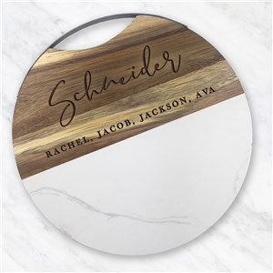 Engraved Family Name Wood & Marble Serving Board
