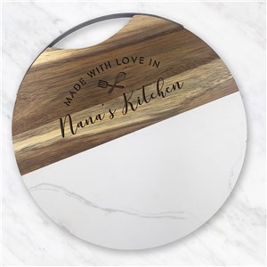 Engraved Made With Love Wood & Marble Serving Board