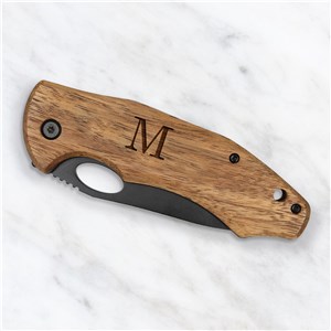 Personalized Wood Pocket Knife with Engraved Initial