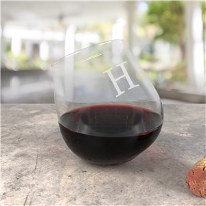 Engraved Tipsy Wine Glass With Initial