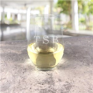 Engraved Monogram Contemporary Stemless Wine Glass L19010342