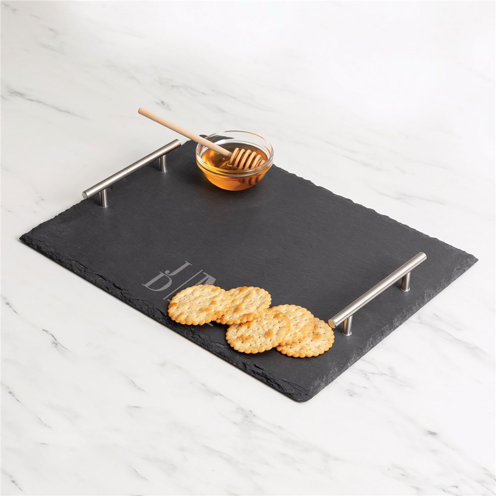 Engraved Slate Serving Tray with Monogram