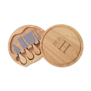 Engraved Wooden Cheese Board and Knife Set with Monogram