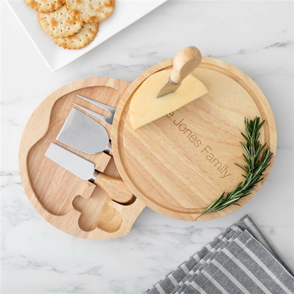 Engraved Wood Cheese Board Set with Name or Custom Text