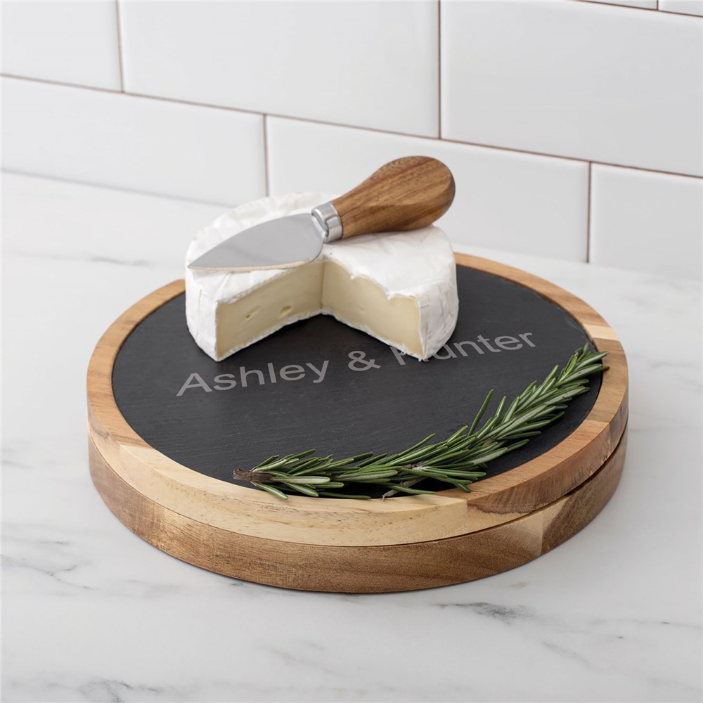 Engraved Slate Cheese Board Set with Custom Message