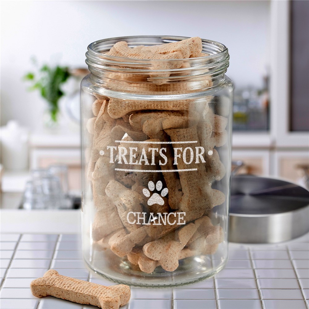 Engraved Glass Pet Treat Jar for Multiple Pets