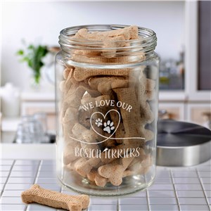 Engraved We Love Our Glass Treat Jar