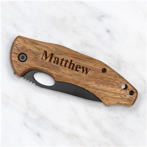 Engraved Name Wood Pocket Knife