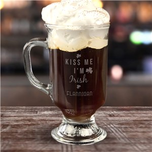 Engraved Kiss Me I'm Irish Coffee Mug