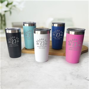 Engraved Class of Graduation Tumbler with Stripes