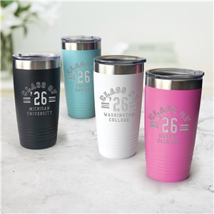Engraved Class of Graduation Tumbler with Stripes