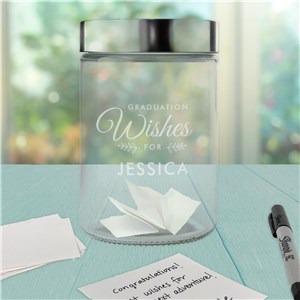 Engraved Wishes for Grad Glass Graduation Wish Jar