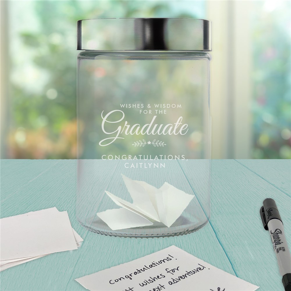 Engraved Wishes and Wisdom Graduation Advice Jar