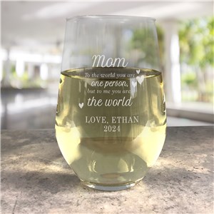 Engraved You Are The World Contemporary Stemless Wine Glass L19368342