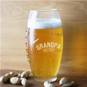 Engraved Dad Established Football Glass
