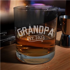 Engraved Personalized Dad Established Rocks Glass