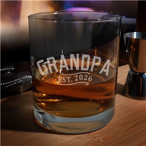 Engraved Personalized Dad Established Rocks Glass