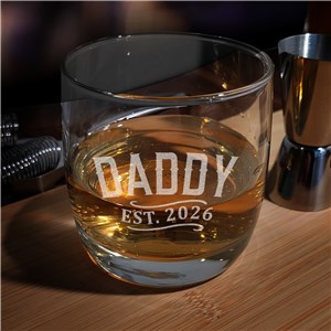 Engraved Dad Established Whiskey Rocks Glass