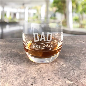 Engraved Dad Established Whiskey Glass