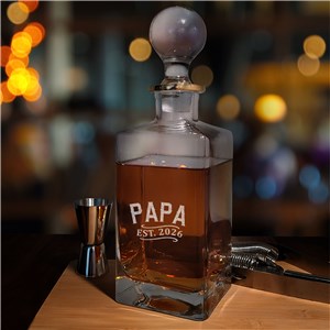 Engraved Dad Established Decanter with Gold Rim