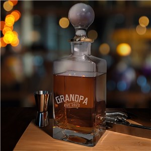 Engraved Dad Established Decanter with Gold Rim