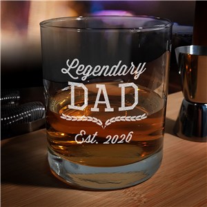 Engraved Legendary Dad or Grandpa Rocks Glass
