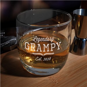 Engraved Legendary Dad Whiskey Rocks Glass