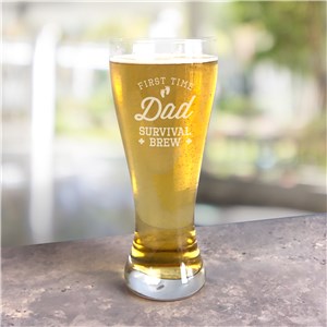 Engraved Survival Brew Pilsner Glass for First Time Dad