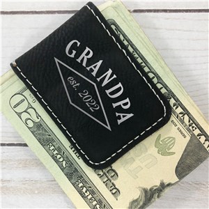 Leatherette Money Clip with Established Year for Dad or Grandpa