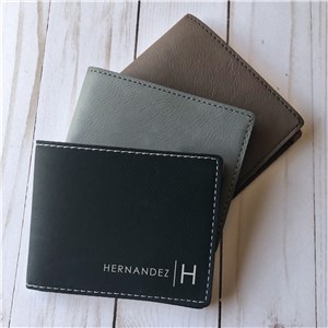 Engraved Leatherette Wallet with Name and Initial 