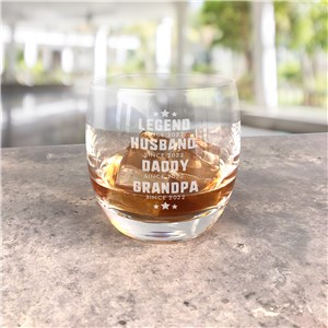 Personalized Legend Husband Dad Grandpa Whiskey Glass