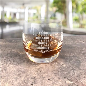Personalized Legend Husband Dad Grandpa Whiskey Glass