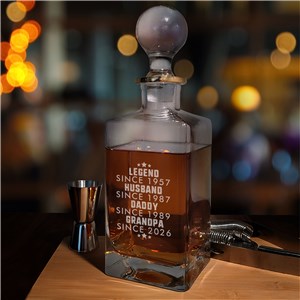 Personalized Legend Husband Dad Grandpa Gold Rim Decanter