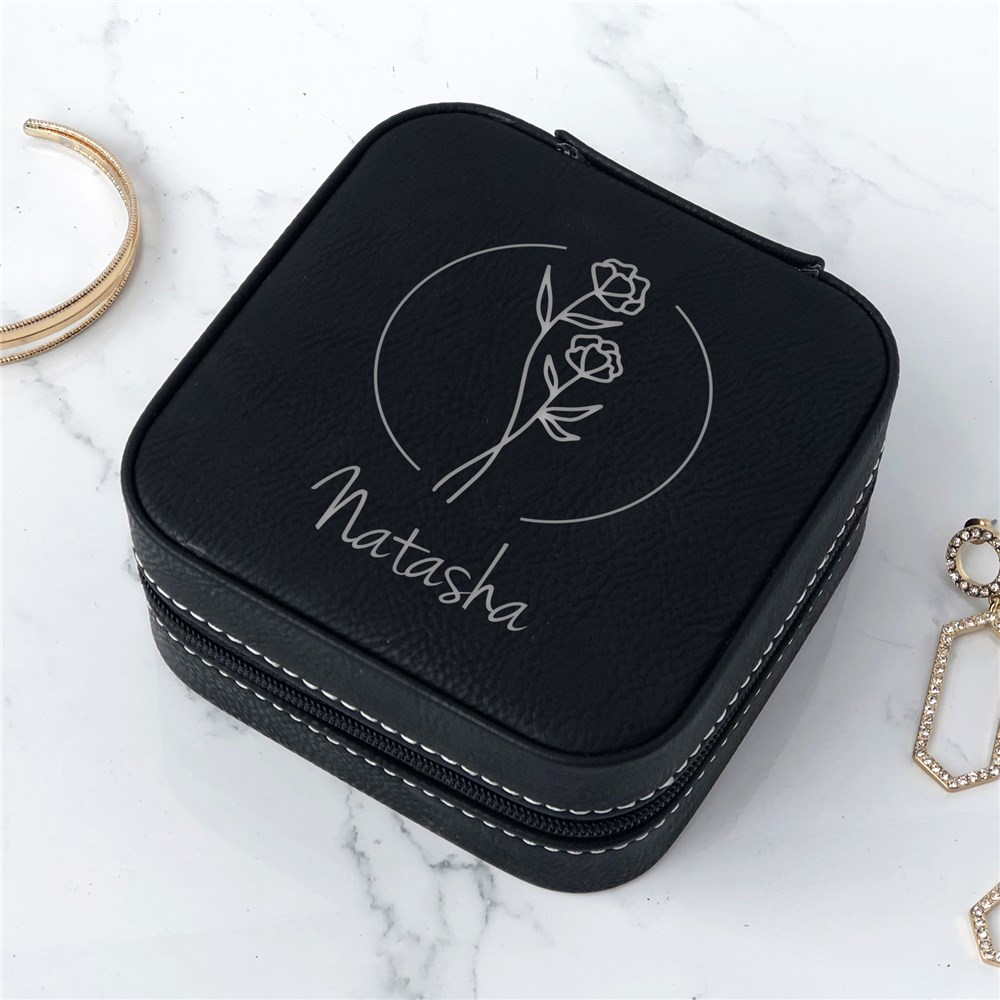 Engraved Roses Travel Jewelry Box L20018390X