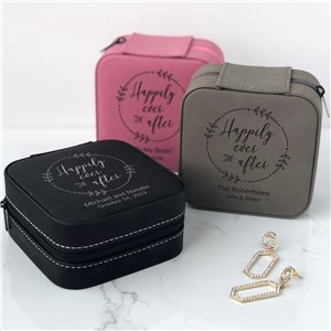 Engraved Happily Ever After Travel Jewelry Box for Bride