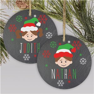 Slate Ornament Personalized With Christmas Characters