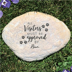 Engraved All Visitors Must Be Approved By Large Garden Stone 