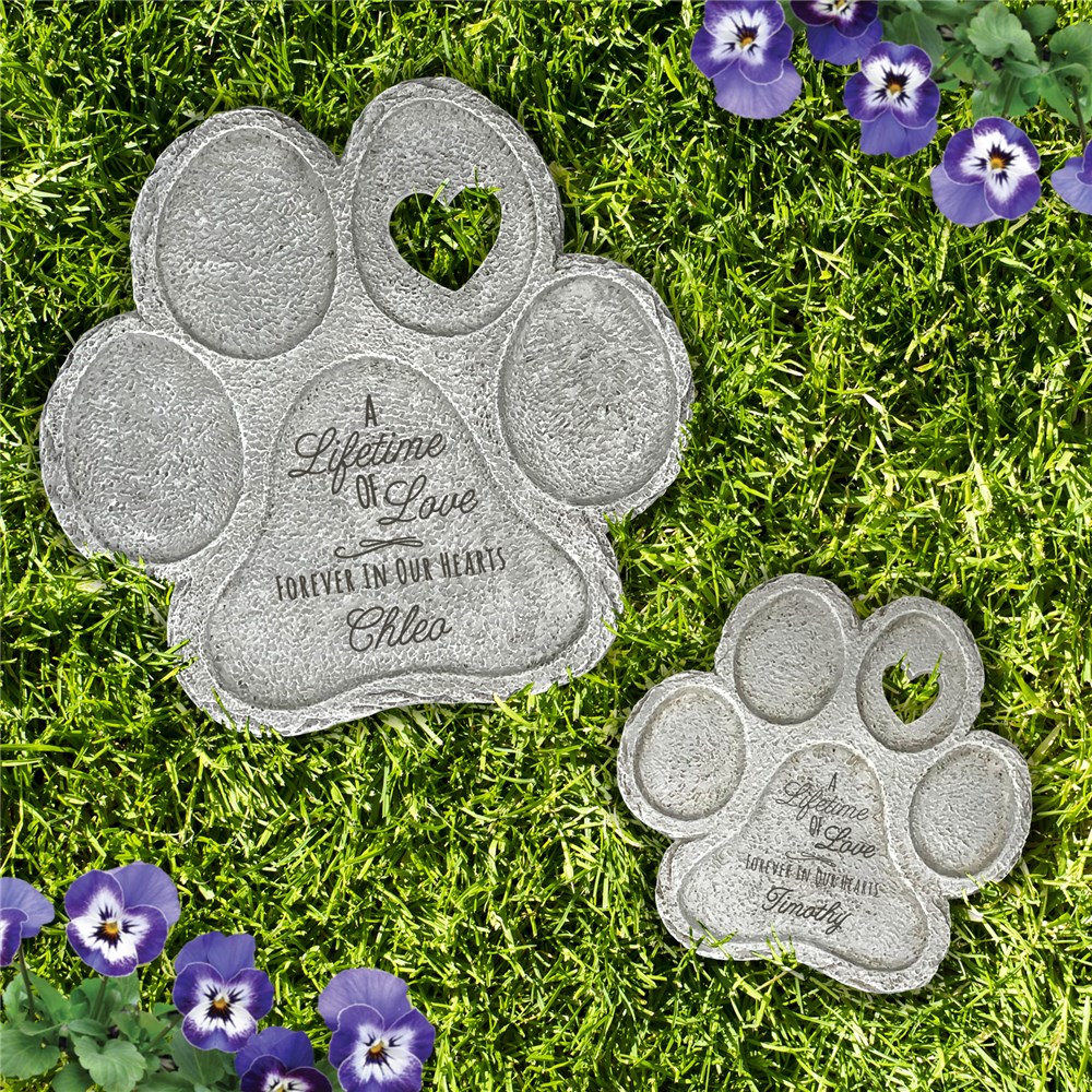 Engraved Lifetime of Love Paw Print Stone 