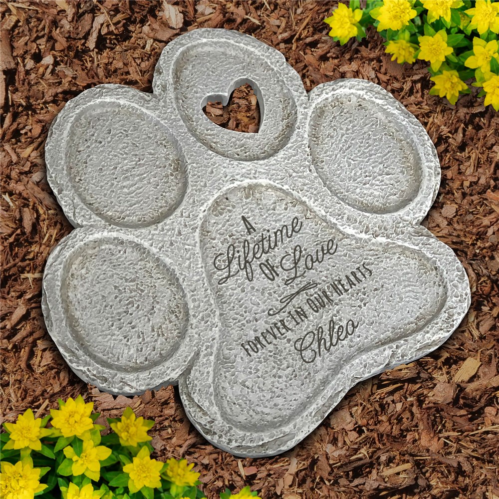 Engraved Lifetime of Love Paw Print Stone 