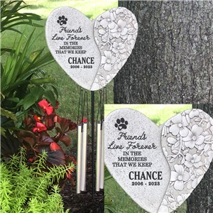 Engraved Friends Live Forever Heart Stake Chime  