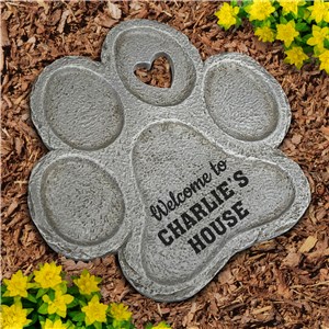 Engraved Welcome to Paw Print Stone L20579399X