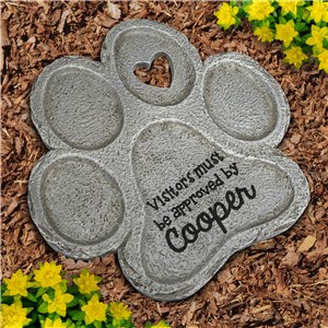 Engraved Visitors Approved Paw Print Stone