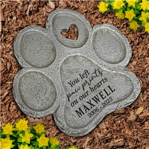 Engraved Paw Prints on Our Hearts Paw Print Stone L20582399X