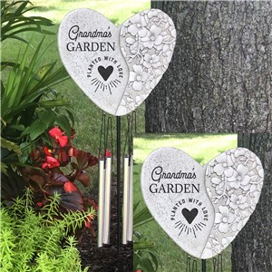 Engraved Planted with Love Heart Stake Chime