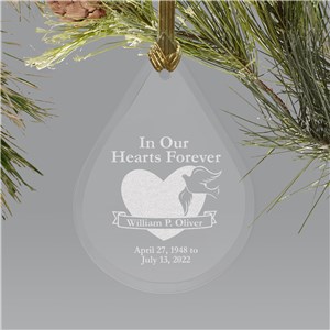 In Our Hearts Forever Tear Drop Glass Memorial Ornament | Personalized Memorial Ornaments