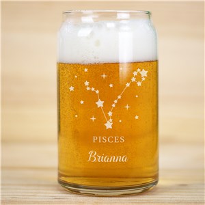 Engraved Zodiac Star Signs Beer Can Glass L20960118