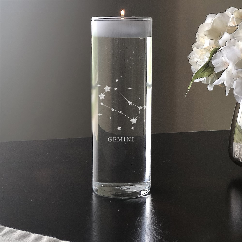 Engraved Zodiac Star Signs Floating Candle Vase