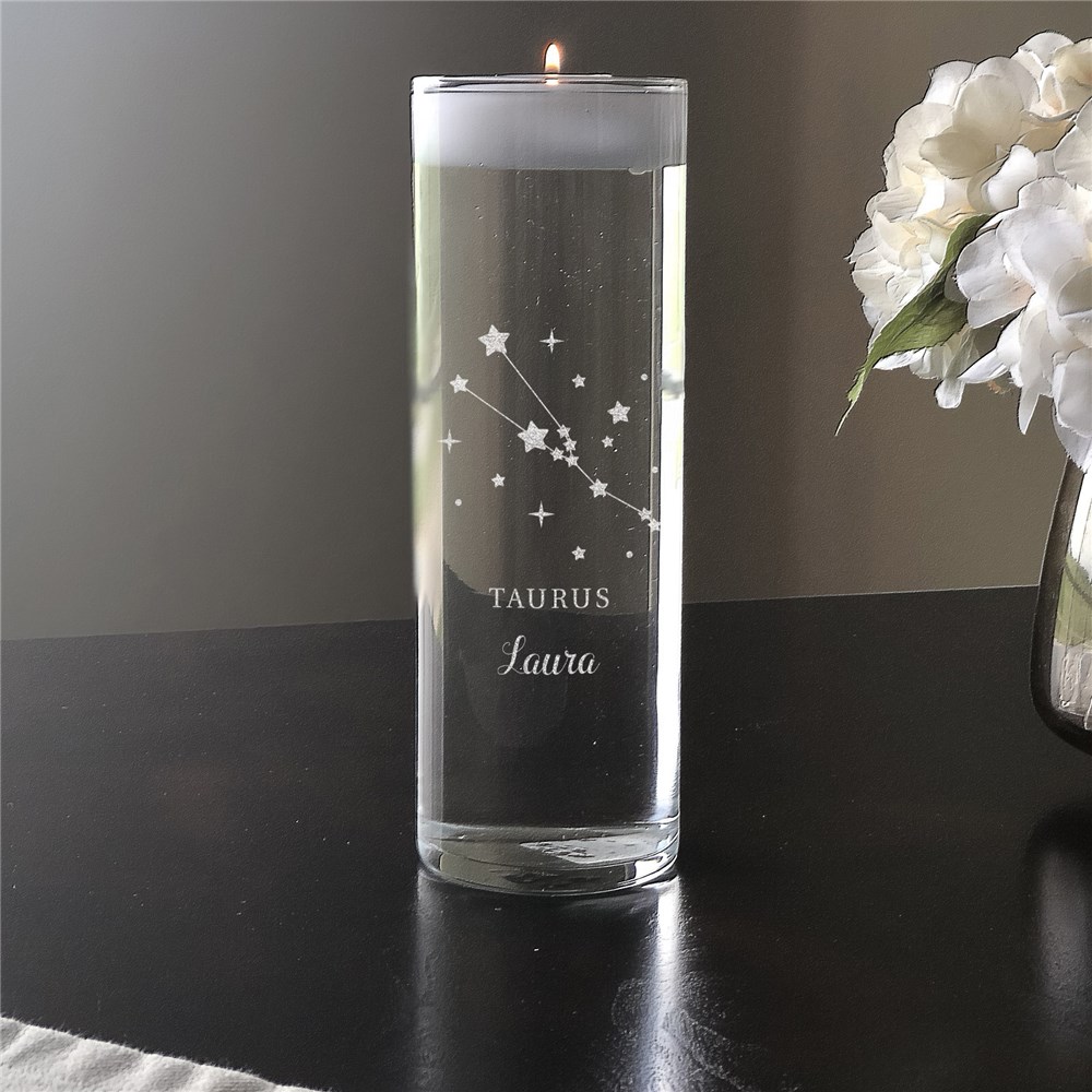 Engraved Zodiac Star Signs Floating Candle Vase