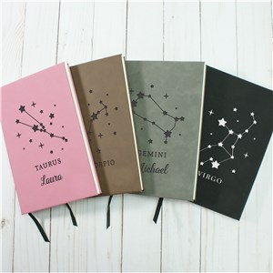 Engraved Zodiac Star Signs Leather Journal L20960267X