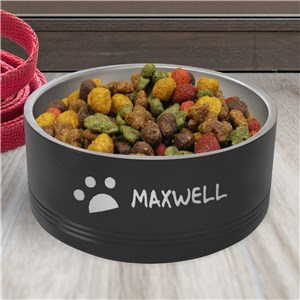 Engraved Paw Print with Name Stainless Steel Pet Bowl L20978403X